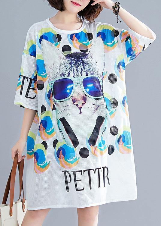 White Graphic Print Dress Summer
