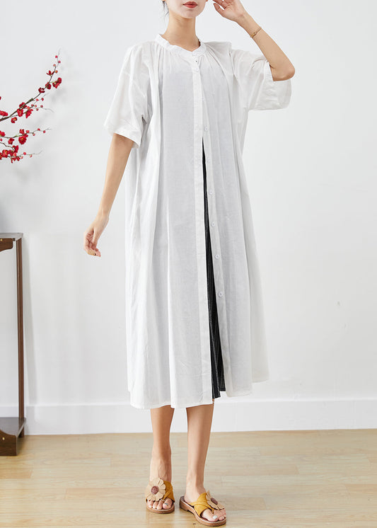 White Oversized Cotton Cardigan and Dress Two Piece Set Summer
