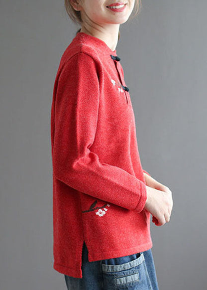 Yellow Stand Collar Low High Design Embroideried Knit Sweater Spring