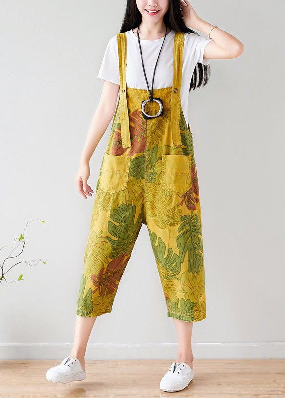 Yellow Pockets Print Jumpsuit Summer