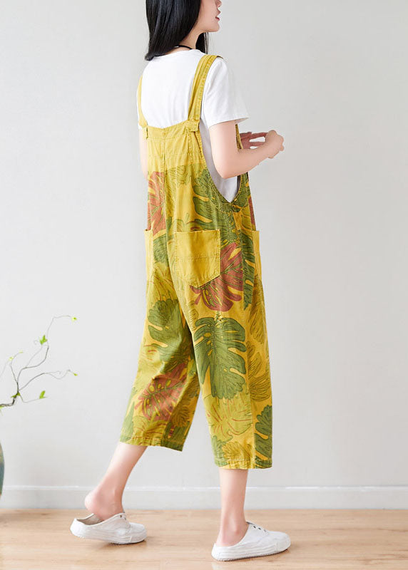 Yellow Pockets Print Jumpsuit Summer