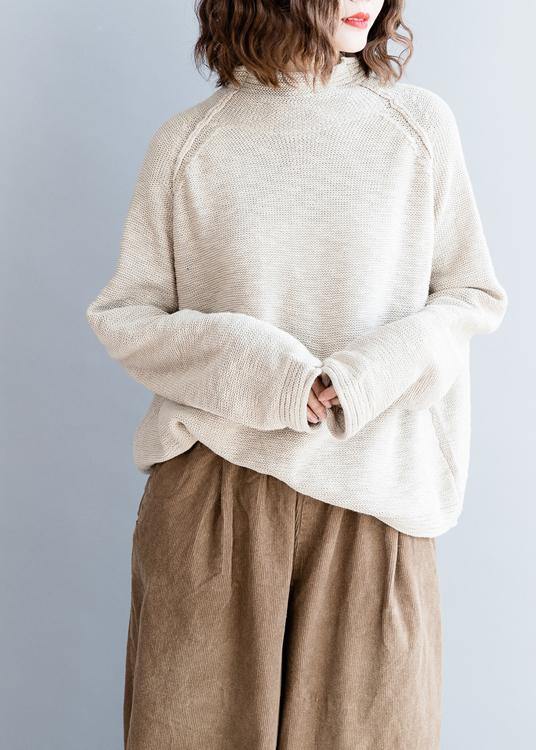 Beige Knitted Blouse Fall O Neck Button Down Clothes