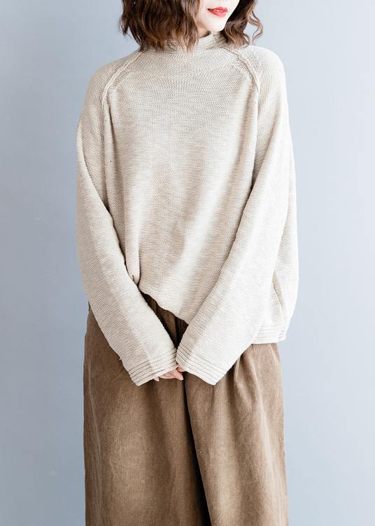 Beige Knitted Blouse Fall O Neck Button Down Clothes