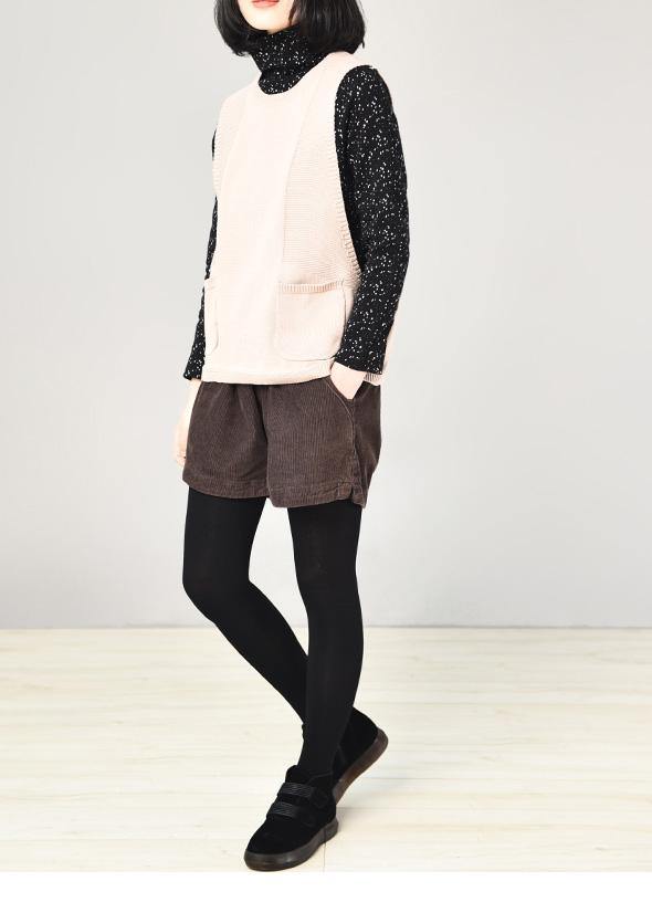 Beige O Neck Sweater Coat Autumn Sweaters Sleeveless