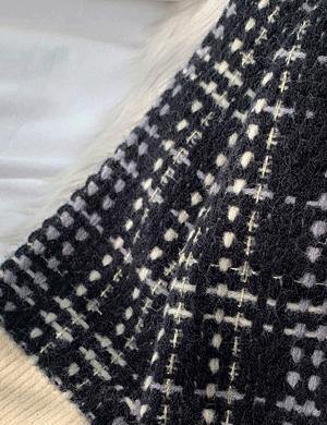 Black Plaid Clothes for O Neck Patchwork Oversize Knitwear