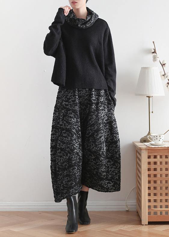 Black Tops High Neck Knitwear Batwing Sleeve Top