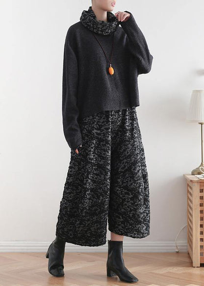 Black Tops High Neck Knitwear Batwing Sleeve Top
