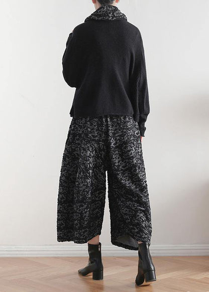 Black Tops High Neck Knitwear Batwing Sleeve Top