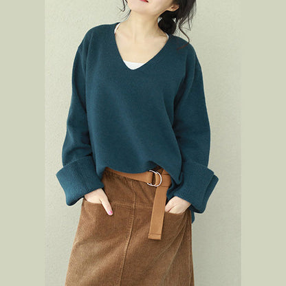 Blue Sweater Outfit Diy V Neck Hipster Knitted Tops