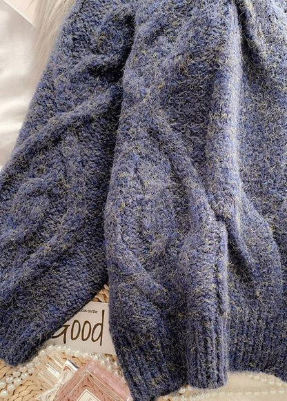 High Neck Thick Sweater Dress Classy Dark Blue Sweater Dresses
