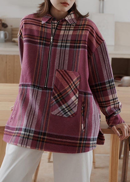 Plaid Woolen Sweater Female Winter Korean Version of the Loose Warm Top