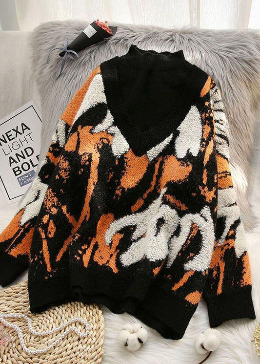Spring Prints Sweaters Half High Neck Knit Blouse