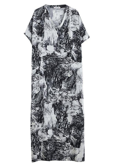 Vivid Abstract Pattern Tunics for V Neck Robes Summer Dress