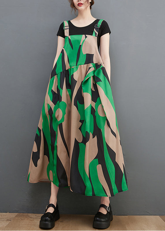 Vogue Green Asymmetrical Design Pocket Spaghetti Strap Dress Summer
