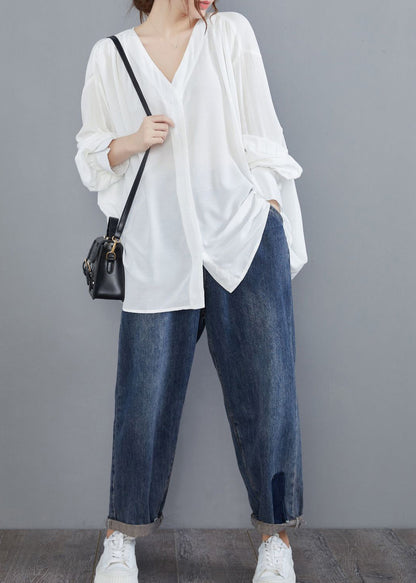 White Cotton Upf 50+ Shirt Oversized Button Summer
