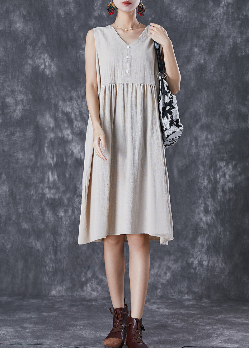 White Linen a Line Dress Exra Large Hem Button Summer