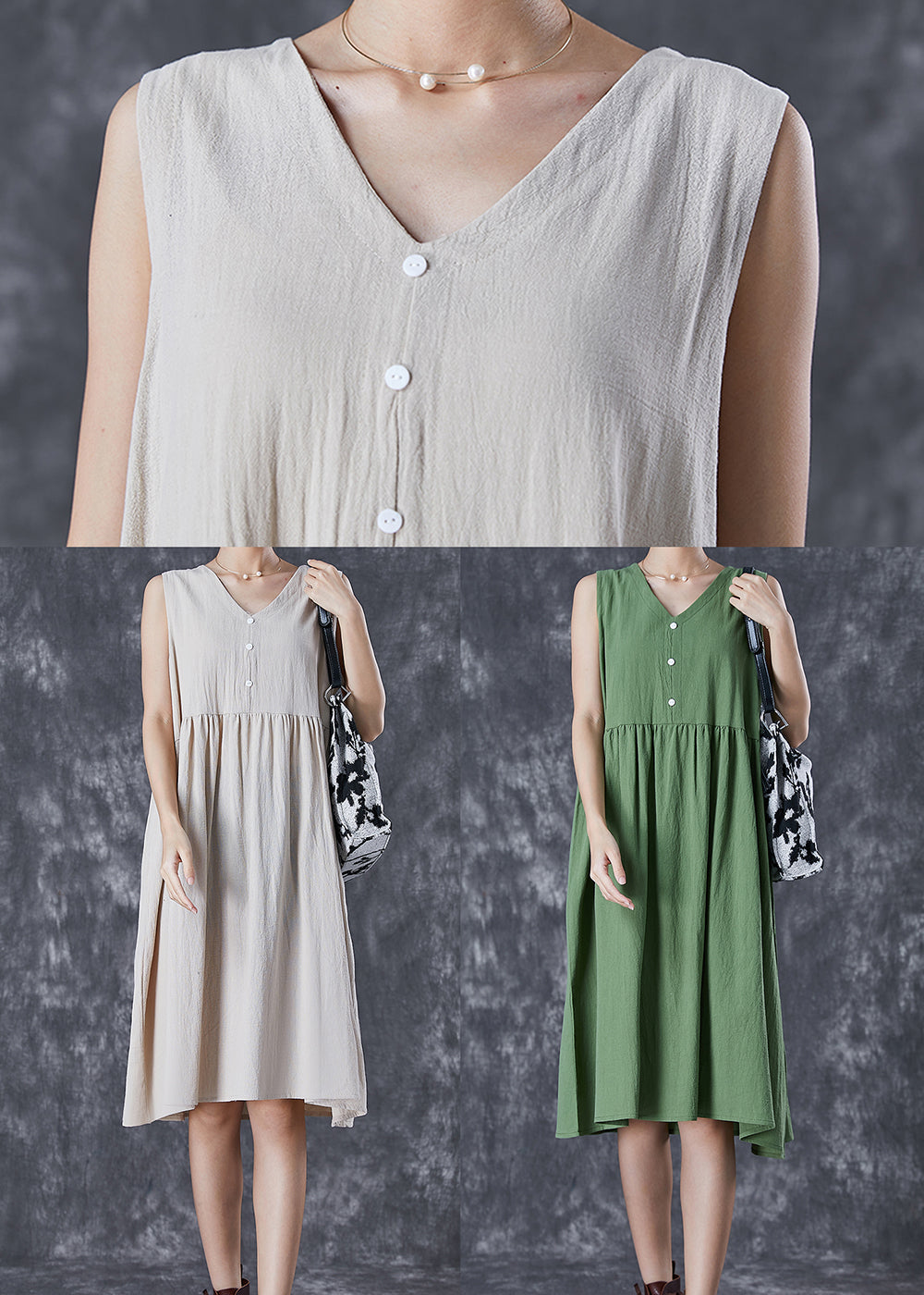 White Linen a Line Dress Exra Large Hem Button Summer