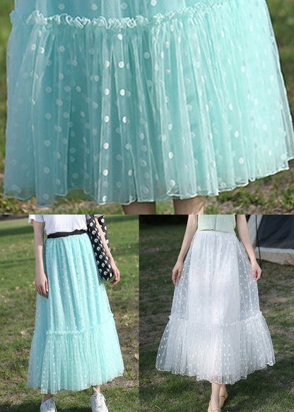 White Dot Tulle Summer Skirts High Waist