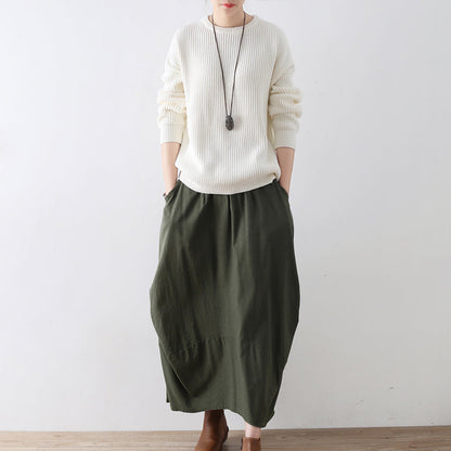 White Cotton Sweaters Knit Tops Winter Short Sweaters