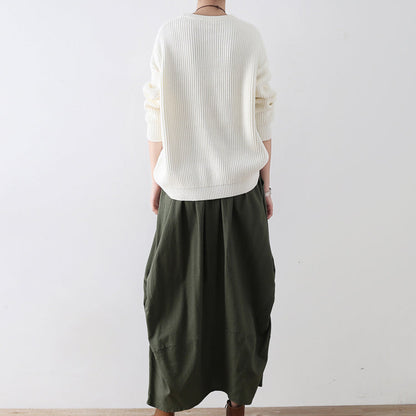 White Cotton Sweaters Knit Tops Winter Short Sweaters