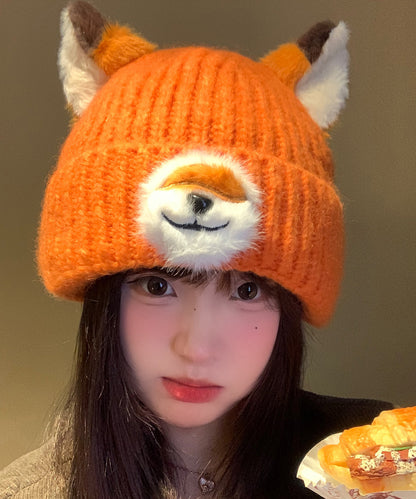 Winter Orange Fox Warm and Versatile Knitted Boonie Hat