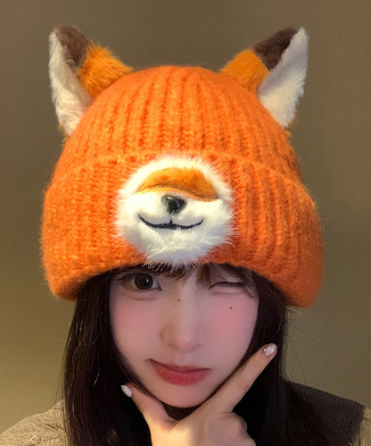 Winter Orange Fox Warm and Versatile Knitted Boonie Hat