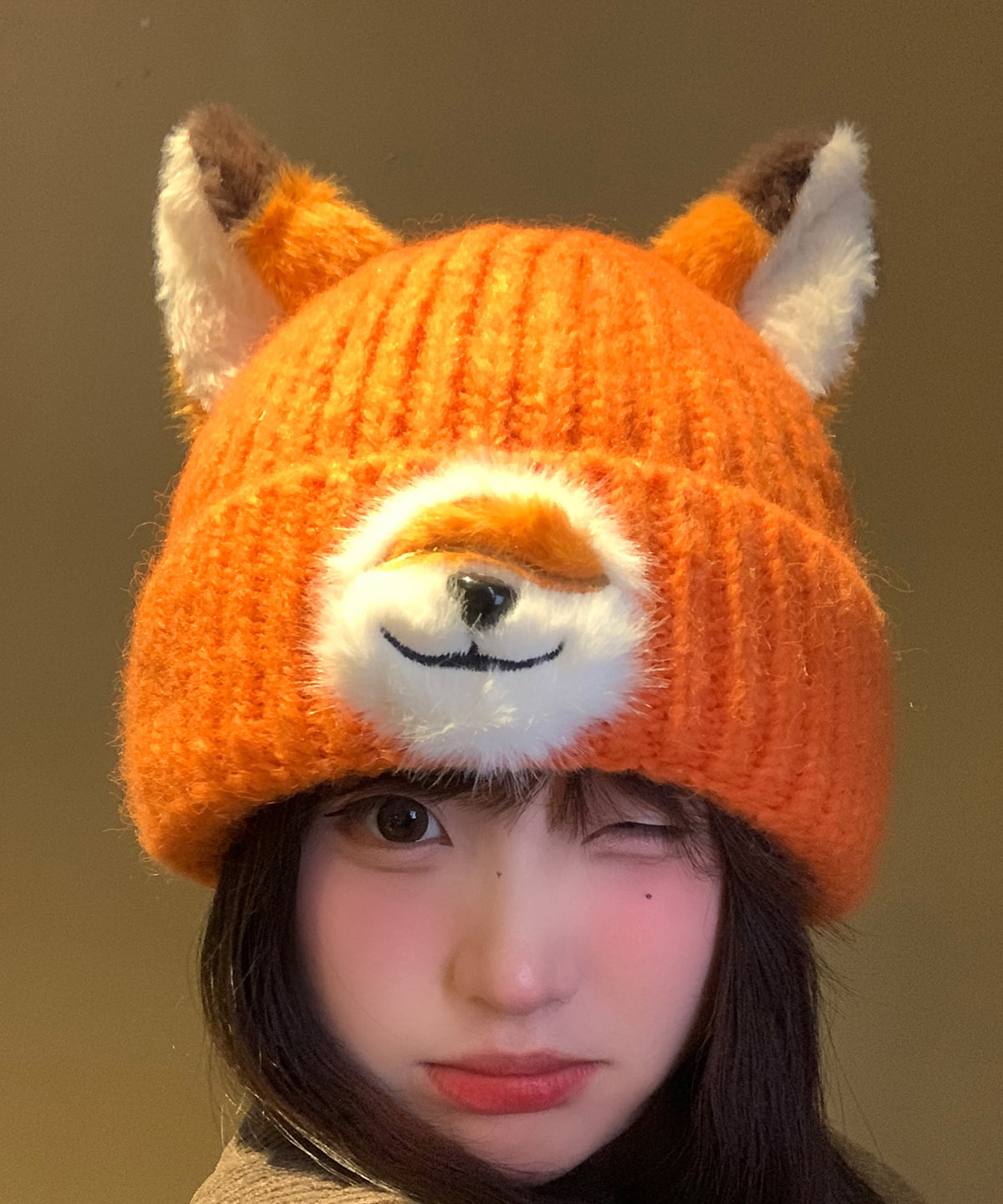 Winter Orange Fox Warm and Versatile Knitted Boonie Hat
