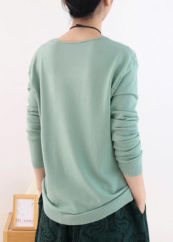 Winter Fall Green Sweaters Oversized V Neck Sweater Blouse