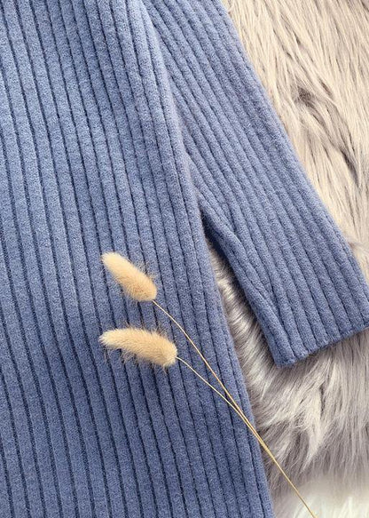 Winter Low High Design Sweater High Neck Outfits Quotes Blue Ugly Knitted Tops
