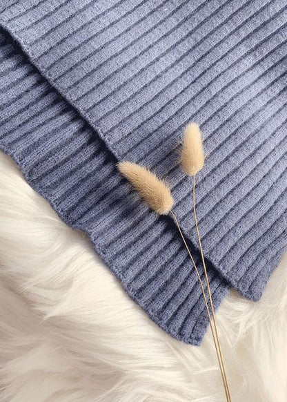Winter Low High Design Sweater High Neck Outfits Quotes Blue Ugly Knitted Tops