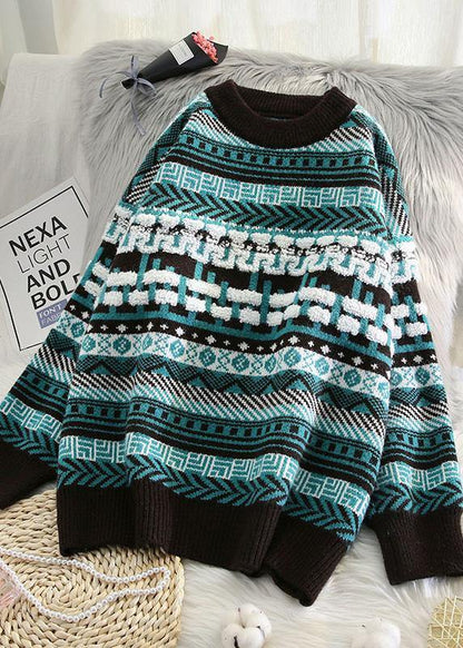 Winter Red Knit Tops O Neck Thick Knitted Clothes