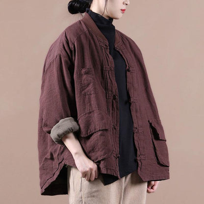Orange Linen Jacket Short Coat