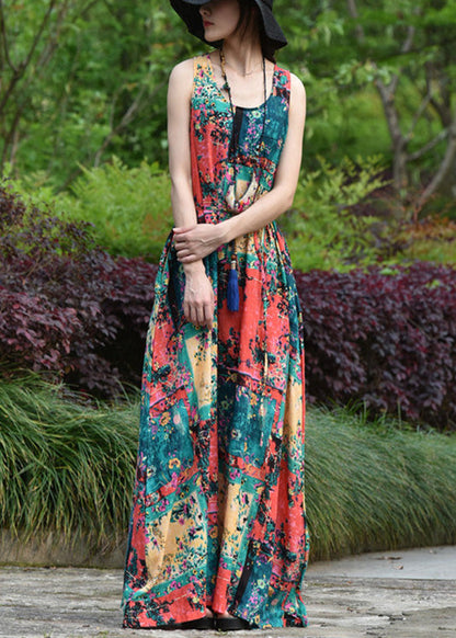 Abstract Print Short Sleeve Maxi Dress