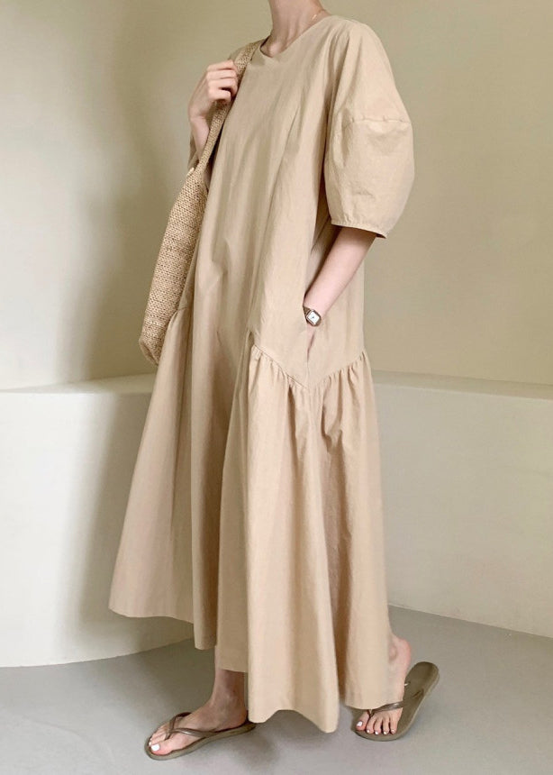 Apricot Patchwork Maxi Dresses Summer