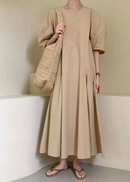 Apricot Patchwork Maxi Dresses Summer