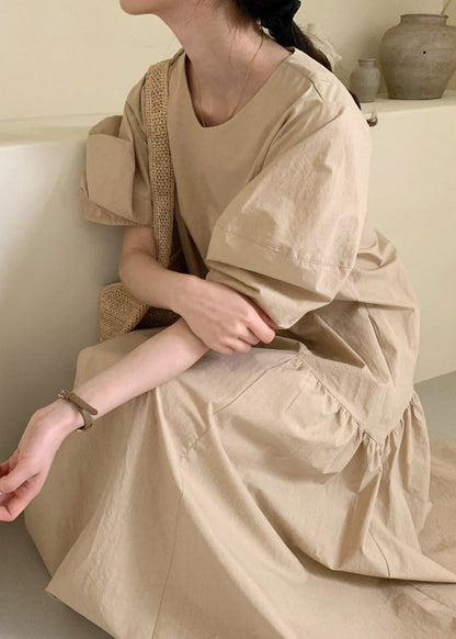 Apricot Patchwork Maxi Dresses Summer
