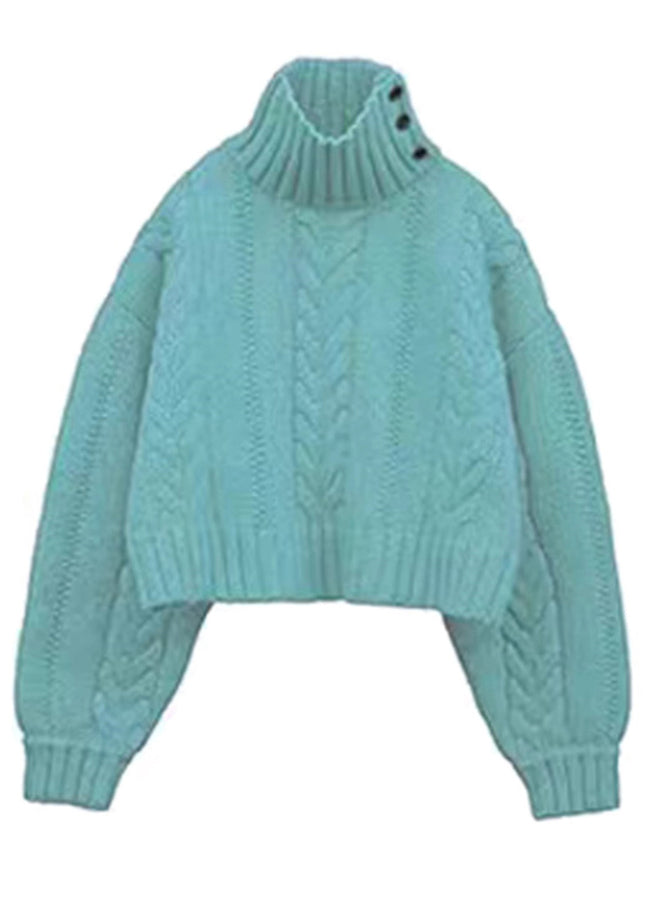 Apricot Turtleneck Thick Cable Knit Sweater Spring
