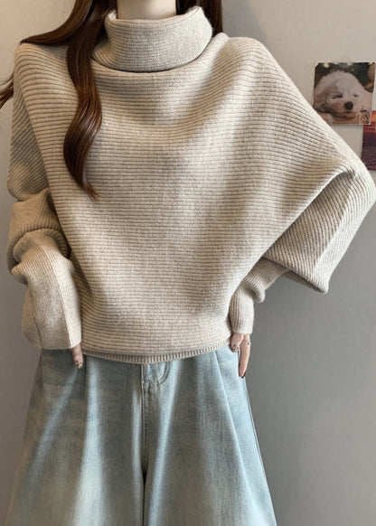 Apricot Turtleneck Thick Knit Sweater Winter