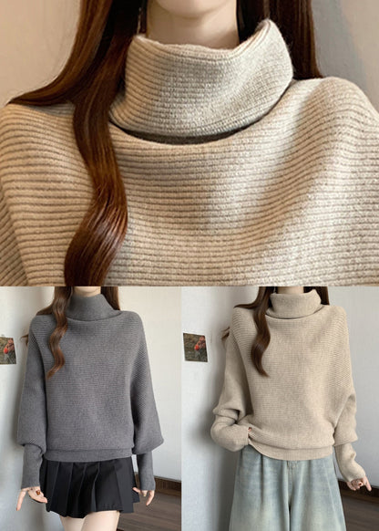 Apricot Turtleneck Thick Knit Sweater Winter