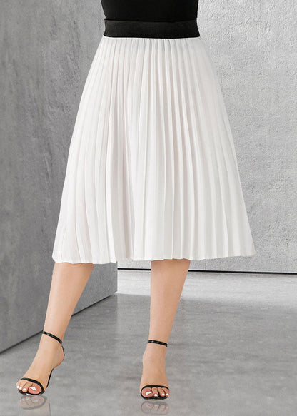 Apricot Wrinkled Elastic Waist Patchwork Chiffon Skirts Summer