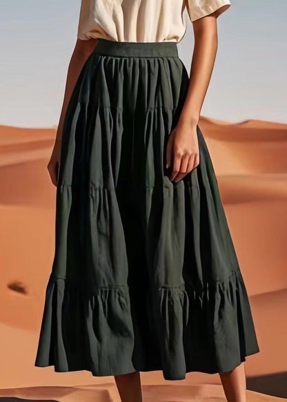Army Green High Waist Cotton Skirt Summer