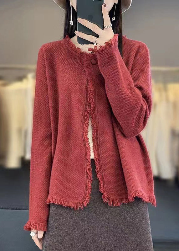 Beige Button Knit Cotton Cardigans Spring
