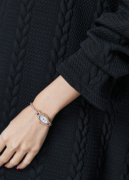 Black Asymmetrical Zippered Knit Sweatshirt Spring