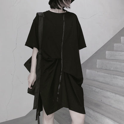 Black Clothes O Neck Half Sleeve Spring Dress
