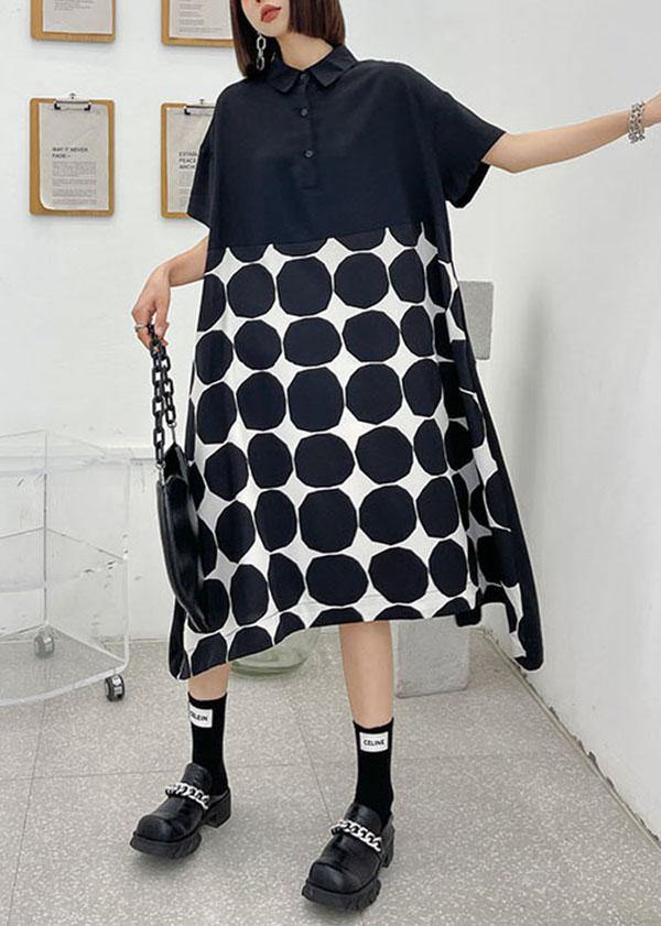 Black Dot Summer Short Sleeve Dress