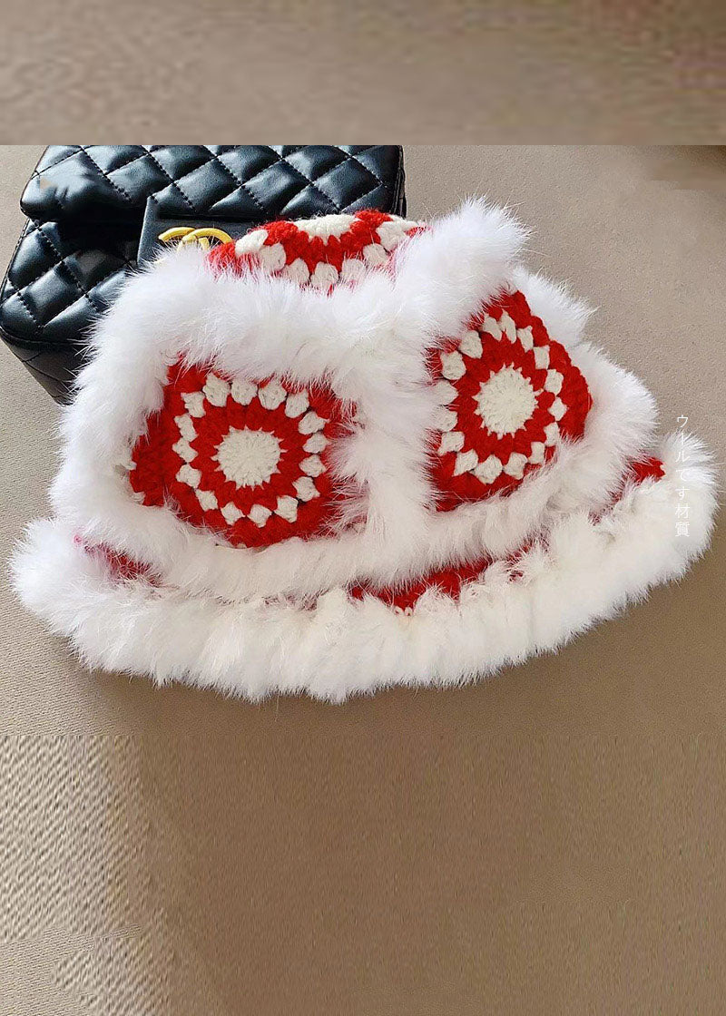 Black Fuzzy Fur Fluffy Knitted Tiger Head Cotton Bucket Hat