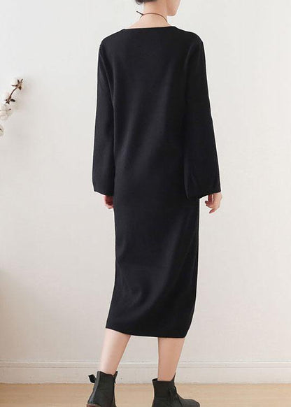 Black Long Sleeve Fall Slim Fit Knit Dress