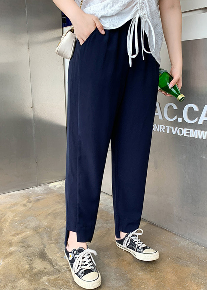 Black Oversized Pockets Spandex Harem Pants Fall