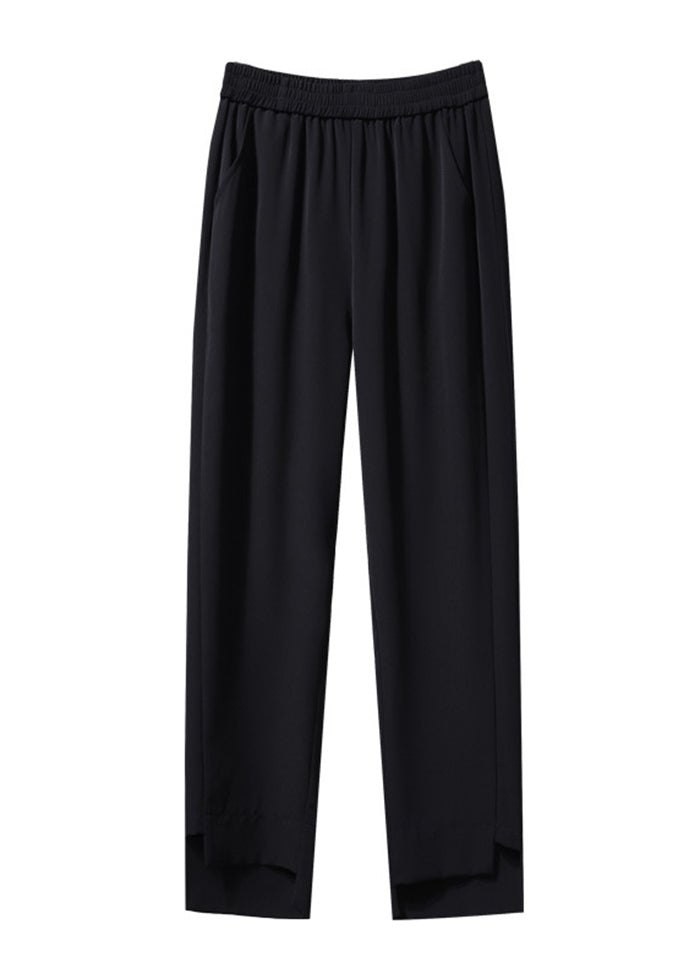 Black Oversized Pockets Spandex Harem Pants Fall