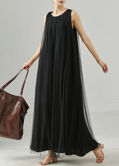 Black Oversized Tulle Maxi Dresses Summer